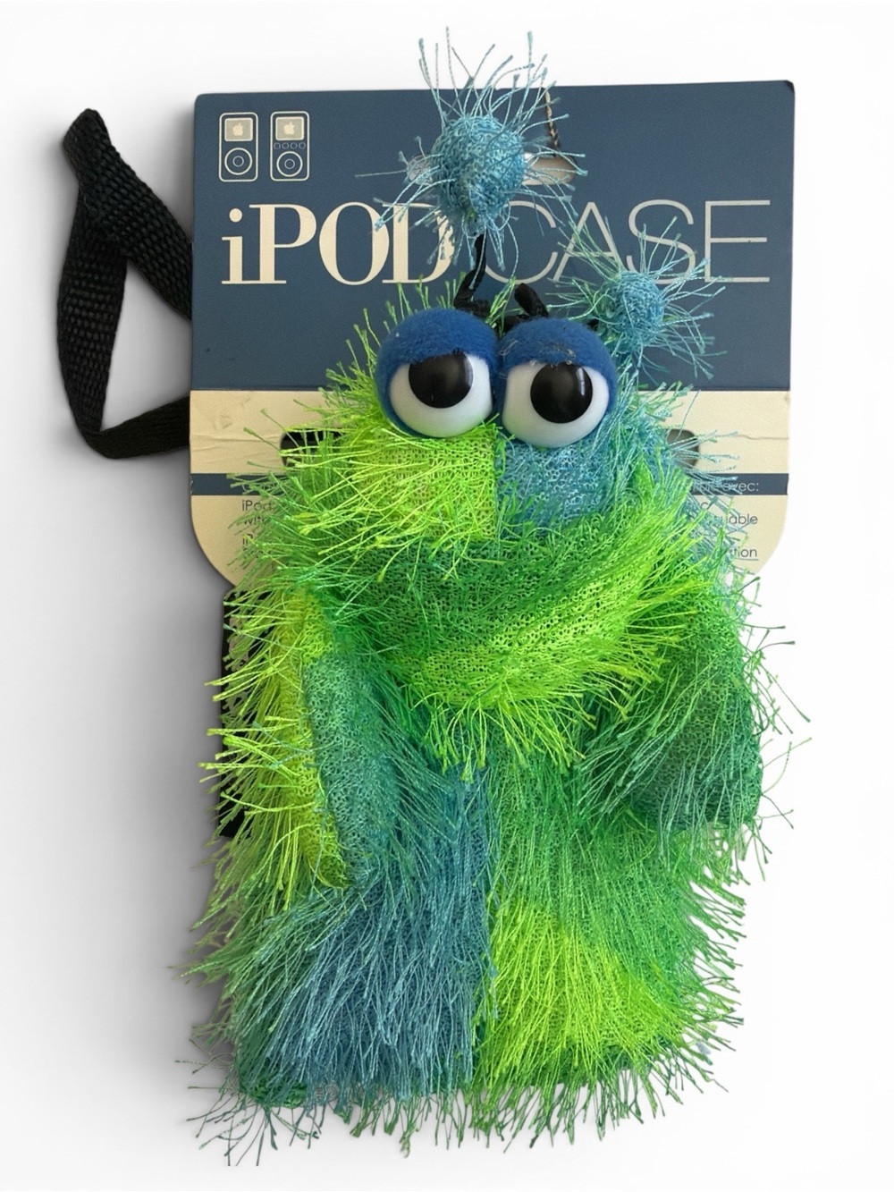 Vintage Furgle iPod Case Green Blue Fuzzy Monster Plush Wrist Strap Y2K Rare NWT